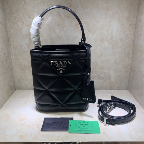 Prada Womens Bag Leather Shoulder Bag Bucket Bag