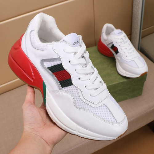 Gucci Women Shoes Women's Rhyton Gucci logo leather sneaker Luxury Brand with Original Box