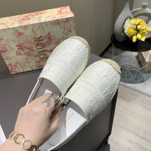 Dior Women Shoes Luxury Brand Design Dior Espadrille Nude Mesh Embroidery Womens Shoes with Original Box