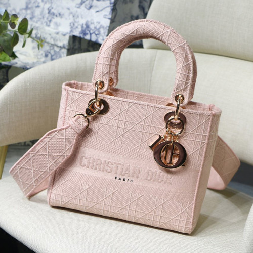 Dior Womens Bags Handbags Luxury Fashion Medium Lady D-Lite Bag Bois De Rose Cannage Embroidery M0565OREY_M957