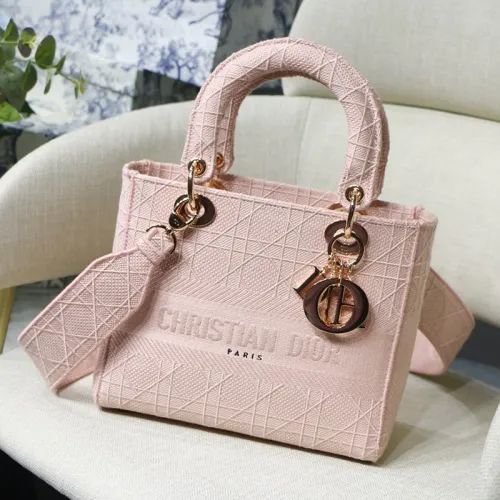 Dior Womens Bags Handbags Luxury Fashion Medium Lady D-Lite Bag Bois De Rose Cannage Embroidery M0565OREY_M957