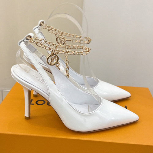 Louis Vuitton Womens Shoes Sandals Slippers Leather Design Luxury Brand MANSION SL.BACK PUMP 9cm Heel Fashion Sandals with Original Box 1A964O