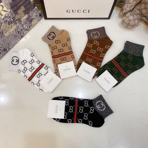 Gucci Socks 5 Pairs with Original Box Luxury Brand Breathable Gucci Sock