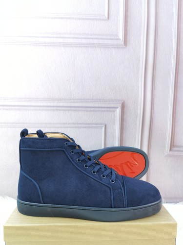 Christian Louboutin Mens Shoes Sneakers Luxury Brand Red Bottom Design Sports Footwears Navy Blue