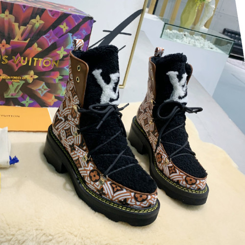 Louis Vuitton Women Shoes Boots Luxury Brand LV BEAUBOURG ANKLE BOOT with Original Box