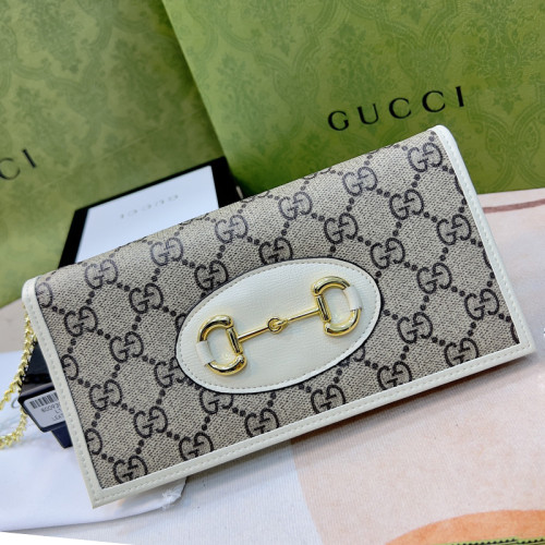 Gucci Womens Bags Crossbody Shoulder Messenger Bags Luxury Brand Gucci Horsebit 1955 wallet with chain in GG Supreme canvas 621892 92TCG 9761 with Original Box