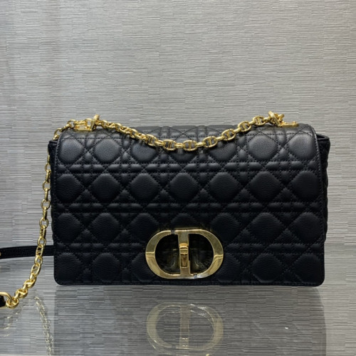 Dior Womens Bags Crossbody Bag LARGE DIOR CARO BAG Black Supple Cannage Calfskin with Original Box M9243UWHC_M900
