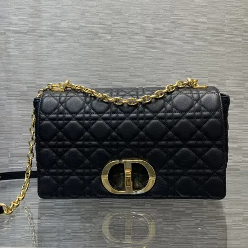 Dior Womens Bags Crossbody Bag LARGE DIOR CARO BAG Black Supple Cannage Calfskin with Original Box M9243UWHC_M900