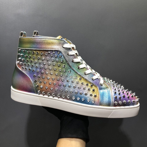 Christian Louboutin Mens Shoes Luxury Brand Red Bottom Design Louis Junior Spikes Flat with Original Box CL sneakers