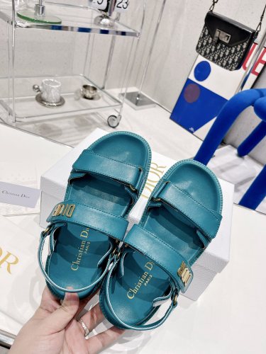 Dior Women Shoes Sandals Luxury Brand DIORACT SANDAL Cornflower Blue Lambskin with Original Box KCQ547LAB_S11N