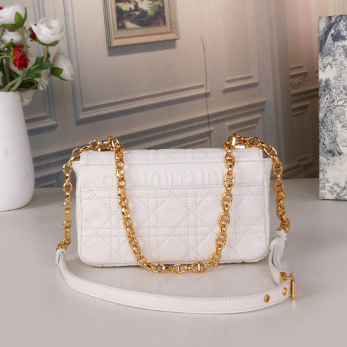 Dior Womens Bags Crossbody Bag SMALL DIOR CARO BAG Ivory Supple Cannage Calfskin with Original Box M9241UWHC_M35U