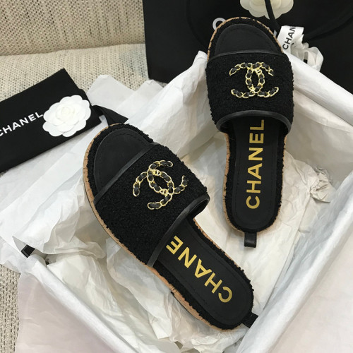 Chanel Womens Shoes Mules Tweed