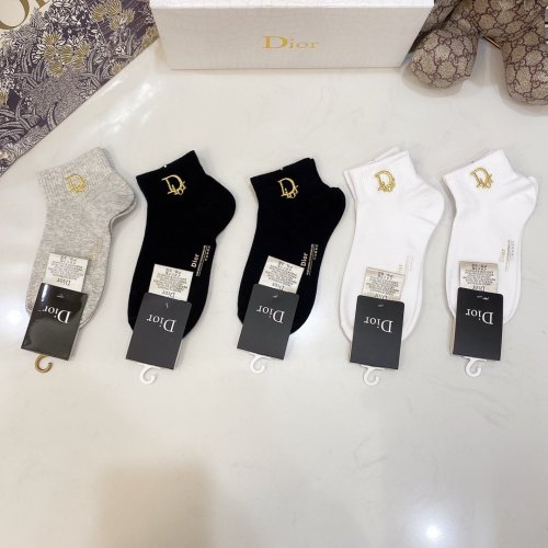 Dior Socks 5 Pairs with Original Box Luxury Brand Breathable Dior Sock