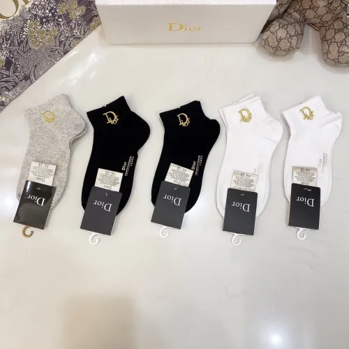 Dior Socks 5 Pairs with Original Box Luxury Brand Breathable Dior Sock