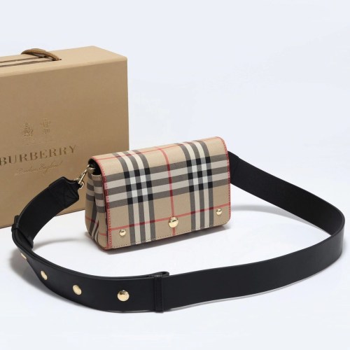 Burberry Womens Bag Small Vintage Check and Leather Crossbody Bag