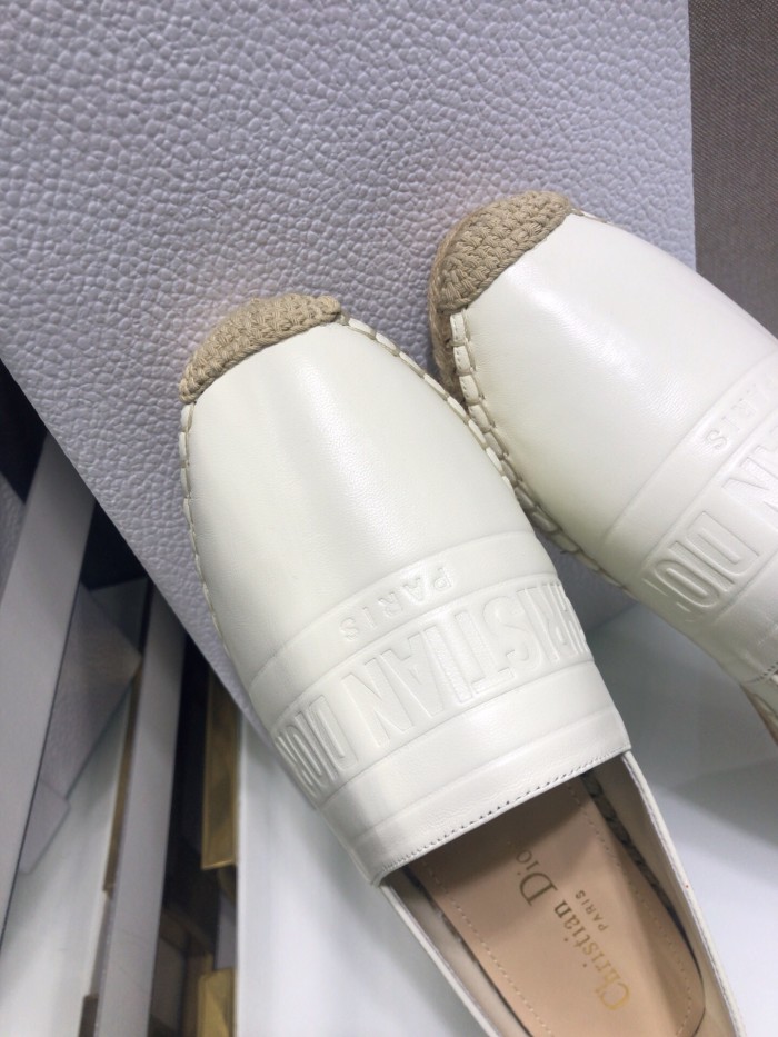 Dior Womens Shoes DIOR GRANVILLE ESPADRILLE White Embossed Lambskin with Original Box KDB692LBO_S03W