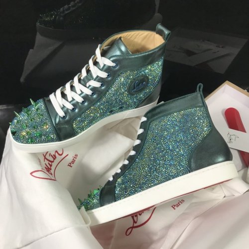 Christian Louboutin Mens Shoes Luxury Brand Red Bottom Design Louis Junior Spikes Flat with Original Box CL sneakers