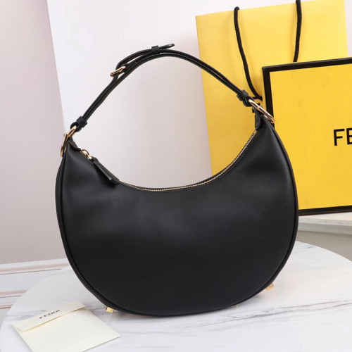 Fendi Womens Bags Shoulder Handbags Luxury Brand Fendigraphy Small Black leather bag 8BR798A5DYF1HEJ