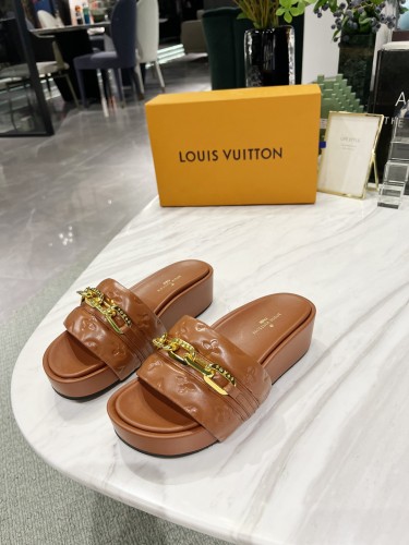 Louis Vuitton Womens Shoes Sandals Slippers Luxury Brand Louis Vuitton JUMBO FLATFORM MULE with Original Box 1A9QYY