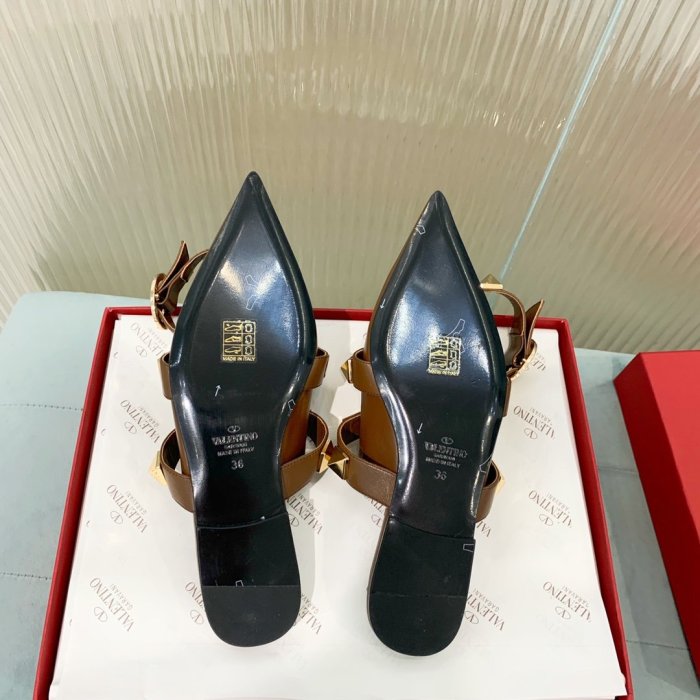 Valentino Women Shoes Mule Flip Flop Sandals ROMAN STUD CALFSKIN BALLET VW0S0BY5ZWMKG8 with Original Box FONDANT