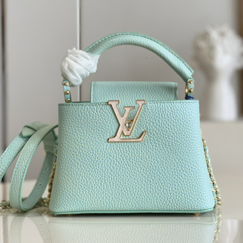 Louis Vuitton Womens Bags Handbags Luxury Brand CAPUCINES MINI M59850 Vert d'eau Green Taurillon leather with Original Box