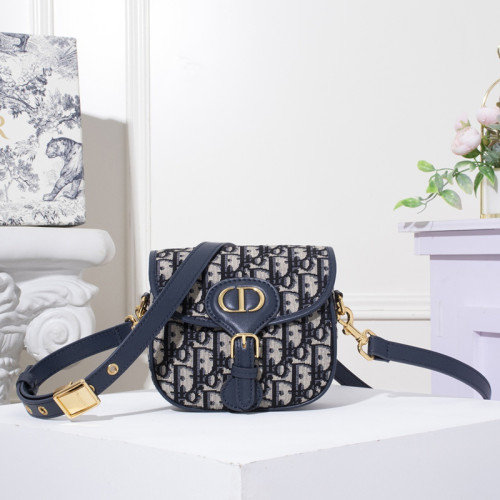 Dior Womens Bag Luxury Brand Design Fashion Type Small Dior Bobby Bag Blue Dior Oblique Jacquard