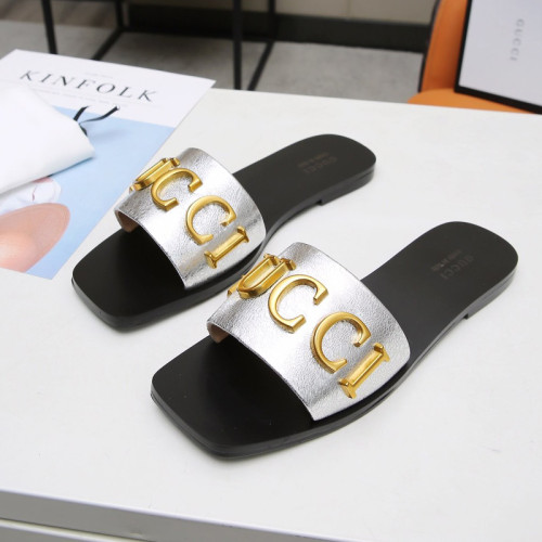 Gucci Womens Shoes Sandals Casual Design Luxury Brand Classic Leather thong sandal with Double G ‎497444 A3N00 1000 with Original Box