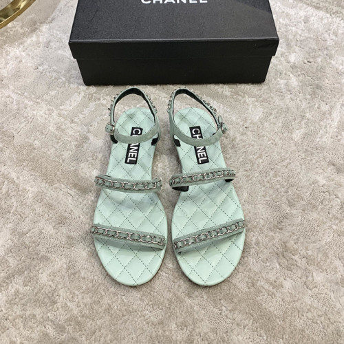 Chanel Womens Shoes Sandals Suede Calfskin