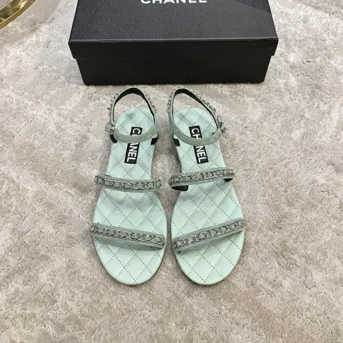 Chanel Womens Shoes Sandals Suede Calfskin