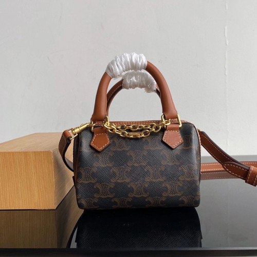 Celine Womens Bag MINI BOSTON BAG IN TRIOMPHE CANVAS