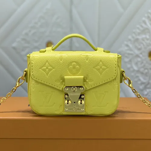 Louis Vuitton Womens Bags Shoulder Messenger Bag Luxury Brand MICRO MÉTIS leather M81407 with Original Box Yellow Monogram Empreinte embossed supple grained cowhide leather
