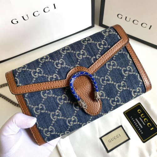 Gucci Womens Bags Crossbody Shoulder Messenger Bags Luxury Brand Dionysus GG Supreme chain wallet ‎401231 KHNSN 8642 with Original Box