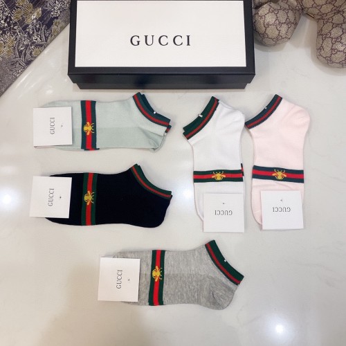 Gucci Socks 5 Pairs with Original Box Luxury Brand Breathable Gucci Sock