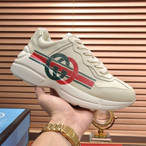 Gucci Women Shoes Women's Rhyton Gucci logo leather sneaker Luxury Brand with Original Box