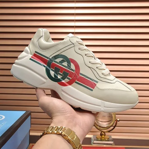 Gucci Women Shoes Women's Rhyton Gucci logo leather sneaker Luxury Brand with Original Box