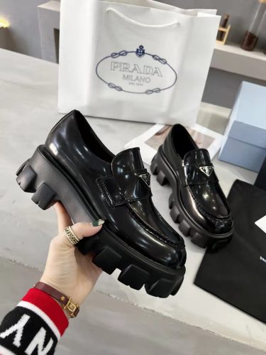 Prada Mens Shoes Casual Design Luxury Brand Monolith brushed leather loafers 2DE129_B4L_F0002 with Original Box