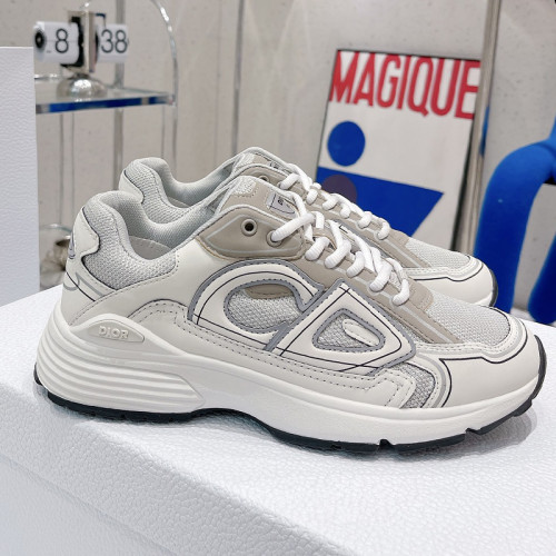 Dior Mens Shoes Sneakers Luxury Brand B30 SNEAKER Gray Mesh and White Technical Fabric Unisex Design 3SN279ZLZ_H860