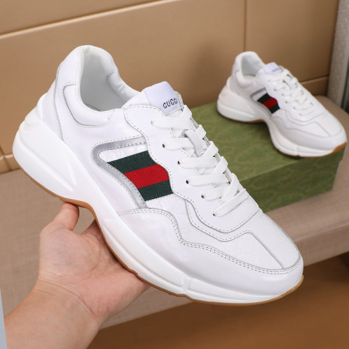 Gucci Women Shoes Women's Rhyton Gucci logo leather sneaker Luxury Brand with Original Box