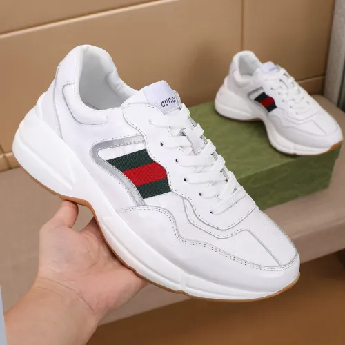 Gucci Women Shoes Women's Rhyton Gucci logo leather sneaker Luxury Brand with Original Box