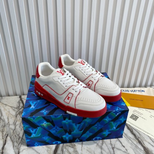 Louis Vuitton Men Shoes Fashion Design Luxury Brand LV TRAINER SNEAKER 1A8SKD Red Calf leather with Original Box