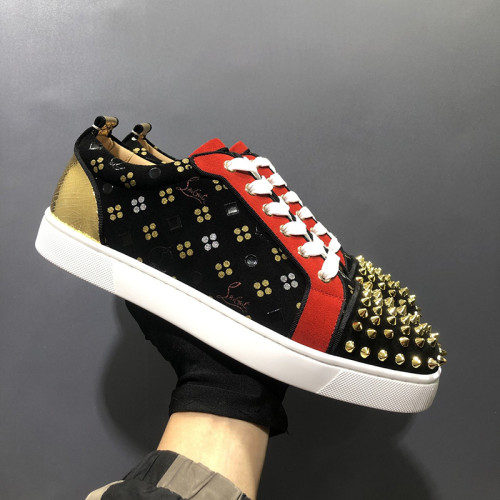 Christian Louboutin Mens Shoes Luxury Brand Red Bottom Design Louis Junior Spikes Flat with Original Box CL sneakers