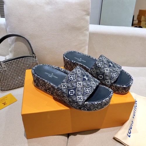 Louis Vuitton Womens Shoes Sandals Slippers Luxury Brand Louis Vuitton JUMBO FLATFORM MULE with Original Box 1A9QYY
