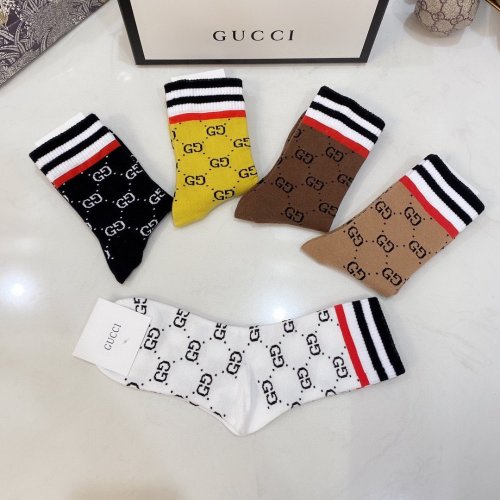 Gucci Socks 5 Pairs with Original Box Luxury Brand Breathable Gucci Sock