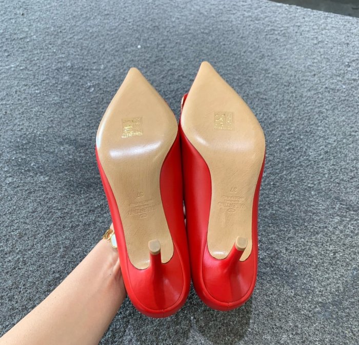 Valentino Women Shoes Mule Flip Flop Sandals VLOGO SIGNATURE CALFSKIN PUMP 80MM Luxury Brand with Original Box