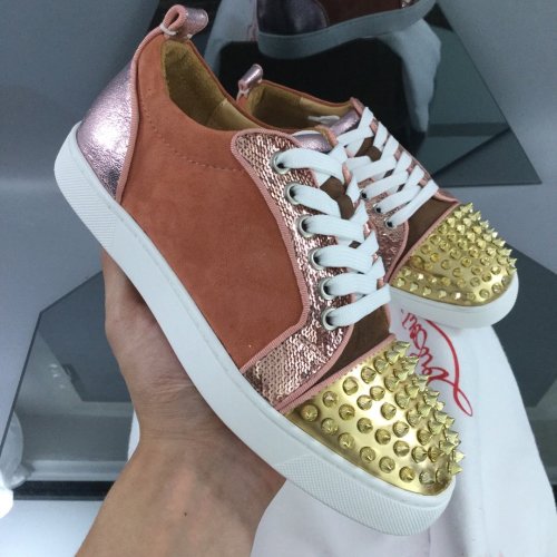Christian Louboutin Mens Shoes Luxury Brand Red Bottom Design Louis Junior Spikes Flat with Original Box CL sneakers