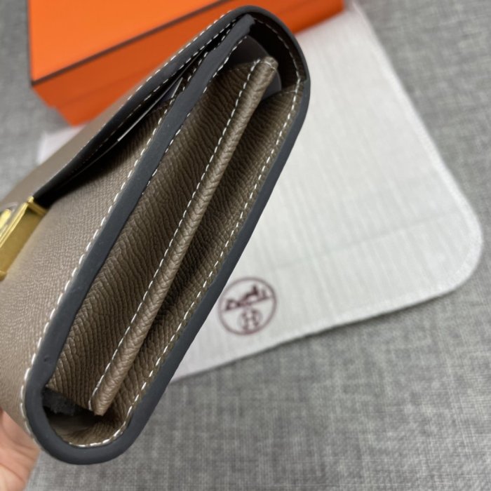 Hermes Womens Mens Wallets Purse Constance Clutch Leather Design Coin Bag with Original Box