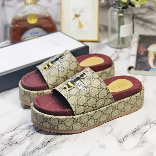 Gucci Mens Shoes Sandals Slides Slippers Luxury Brand Thick Sole Design with Original Box