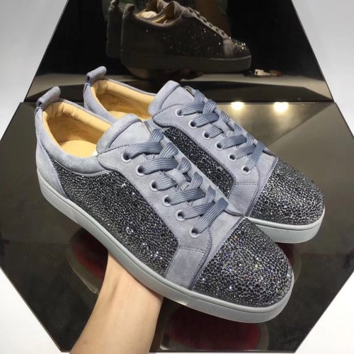 Christian Louboutin Mens Shoes Luxury Brand Red Bottom Design Louis Junior Spikes Flat with Original Box CL sneakers