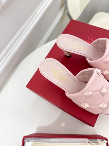 Valentino Women Shoes Mule Flip Flop Sandals ROMAN STUD SLIDE SANDAL IN QUILTED NAPPA with Original Box Luxury Brand 6.5cm Heel Design