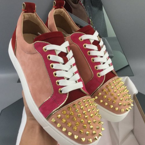 Christian Louboutin Mens Shoes Luxury Brand Red Bottom Design Louis Junior Spikes Flat with Original Box CL sneakers